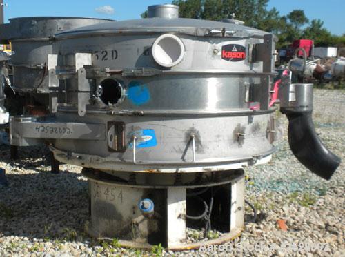 Used Sweco Screener, Model US60S1088-002, 316/304 Stainless Steel. 60" diameter, double deck, 3 separation, with top cover and slider ring cleaning deck. Driven by a 5 HP, 3/60/460 Volt, 1160 RPM mot...