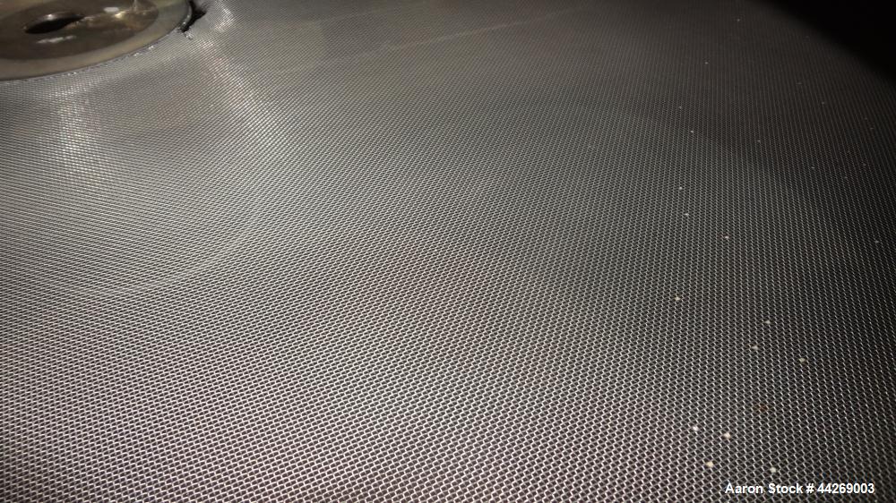 Used Sweco Screener, Model US72108, 316 Stainless Steel. 72” Diameter, single deck, 2 separation, with top cover. Driven by a 5hp, 3/60/230/460 volt, 1200 rpm motor. Mounted on a carbon steel base. M...