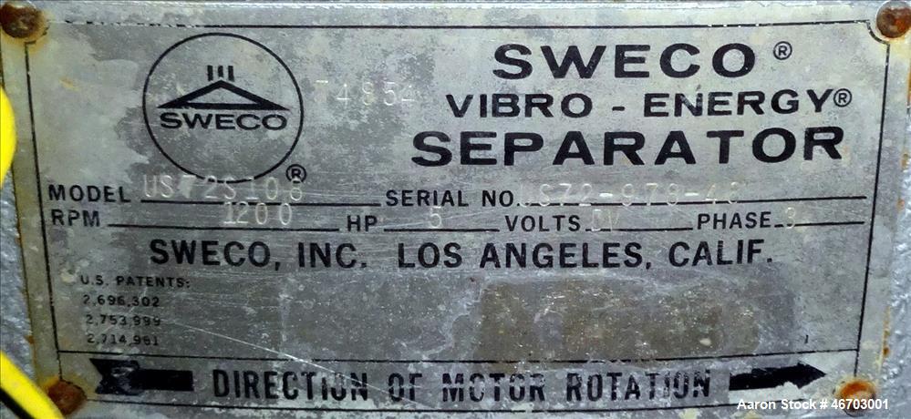 Used Sweco Model US72S108 Screener