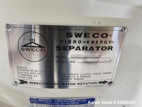 Used Sweco Vibrating Screener, Model XS48S666TLWC | 48” Diameter | 4-Deck Stainless Steel | 2.5 HP, 460V | Equipped with 26T, 28T & 60T Screens