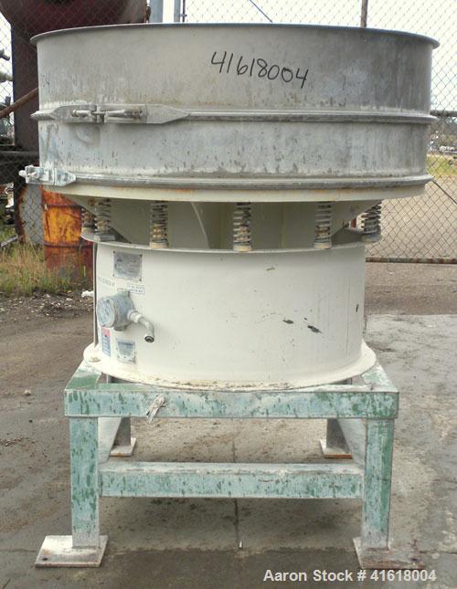 Used- Sweco Screener, Model XS48S68, 304 Stainless Steel. 48" diameter, single deck, 2 separation, no top cover. Driven by a...