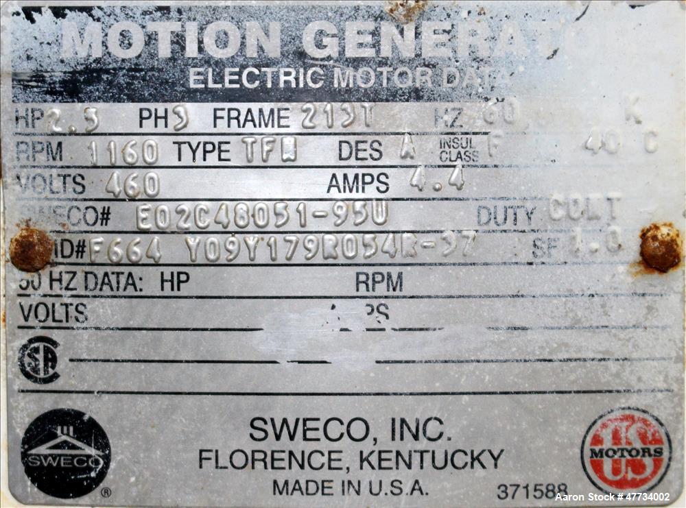 Used Sweco Screener, Model XS48S8815, Stainless Steel