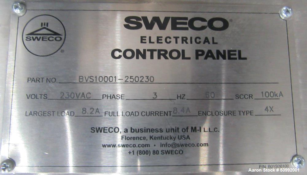 Used Sweco 48 Vibro Separator 3 Deck Stainless Steel 2 5 HP Motor Used Sweco 48 Vibro Separator 3 Deck Stainless Steel 2 5 HP Motor
