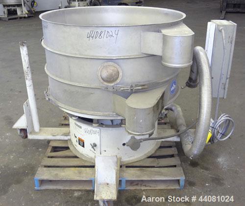 Used Sweco Screener, Model XS48S888, 304 Stainless Steel. 48” Diameter, double deck, 3 separation, no top cover. Driven by a 2.5 hp, 3/60/460 volt, 1160 rpm motor. Mounted on a carbon steel base with...