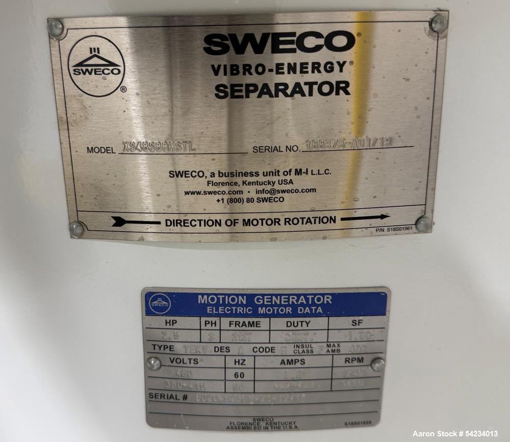 Used Sweco 48" Vibro-Energy Separator – Model XS48S88HSTL | Stainless Steel
