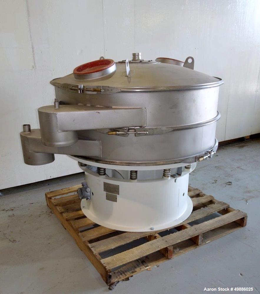 Used Sweco 48" Diameter Vibratory Screener, Model XS48S88, Stainless Steel. Single deck, 2 separation. Includes a top cover. Driven by a 2.5 hp, 3/60/460 volt, 1160 rpm motor. Mounted on a carbon ste...
