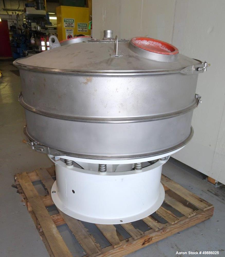 Used Sweco 48" Diameter Vibratory Screener, Model XS48S88, Stainless Steel. Single deck, 2 separation. Includes a top cover. Driven by a 2.5 hp, 3/60/460 volt, 1160 rpm motor. Mounted on a carbon ste...