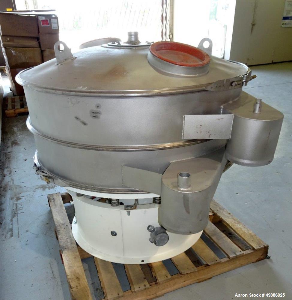 Used Sweco 48" Diameter Vibratory Screener, Model XS48S88, Stainless Steel. Single deck, 2 separation. Includes a top cover. Driven by a 2.5 hp, 3/60/460 volt, 1160 rpm motor. Mounted on a carbon ste...