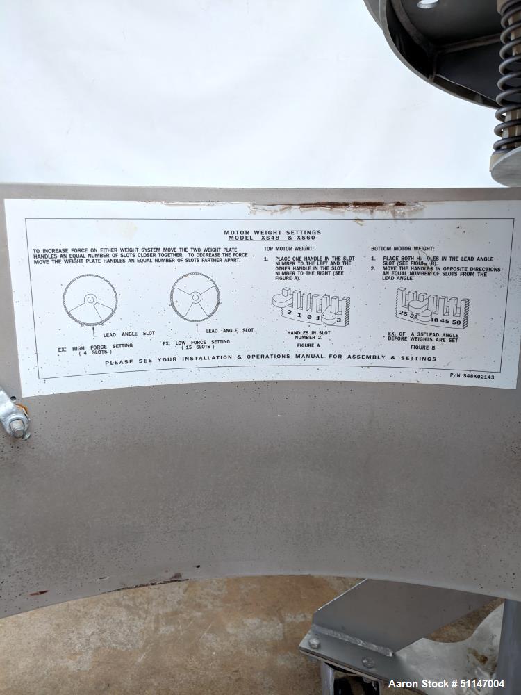 Used Sweco 48” Screener Base, Model XS48588