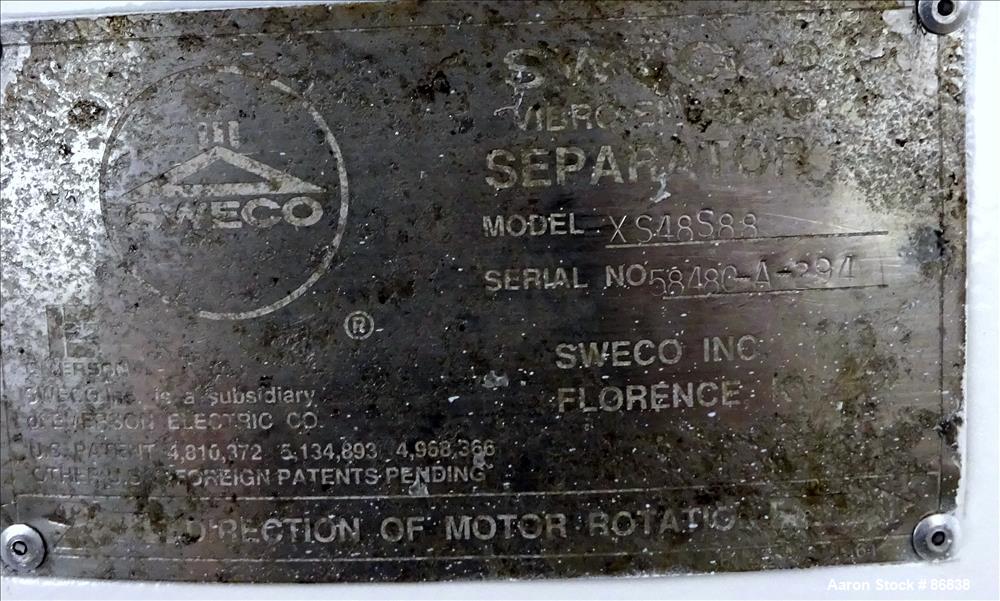 Used Sweco Screener, Model XS48S88, 304 stainless steel.