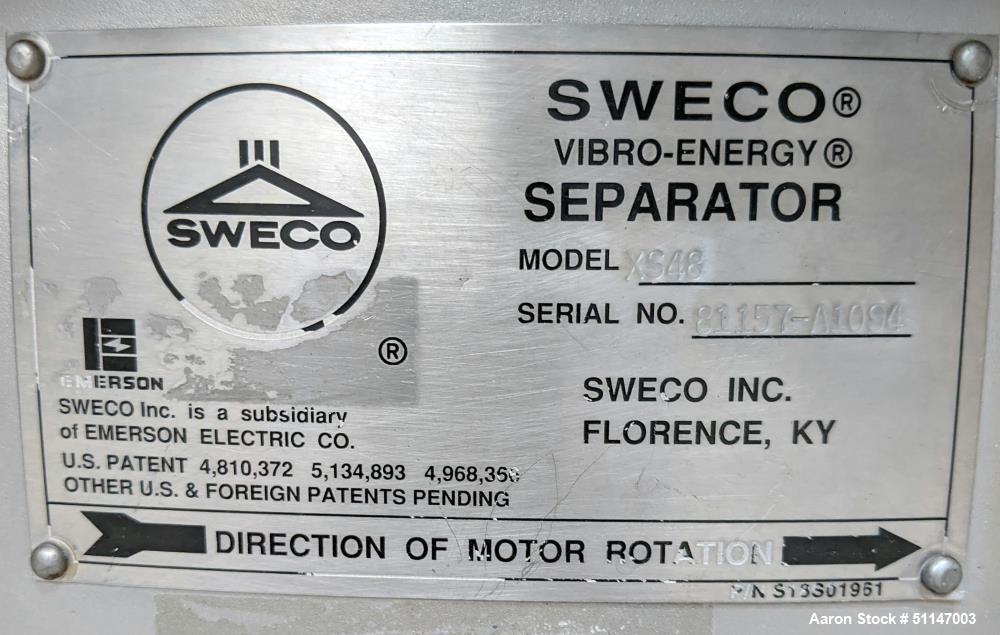 Used Sweco 48” Screener Base, Model XS48
