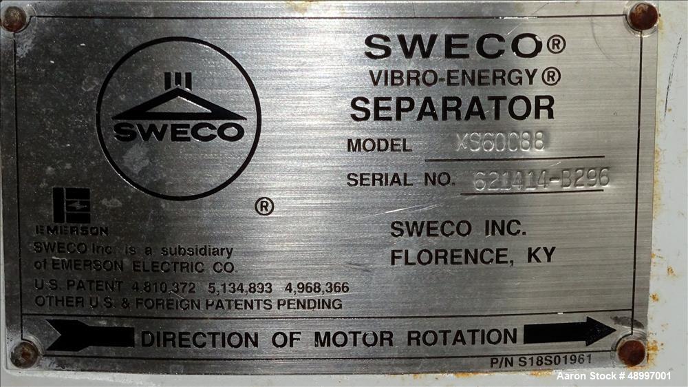 Used Sweco Screener Separator, Model XS60C88, 60" Diameter, 304 Stainless Steel