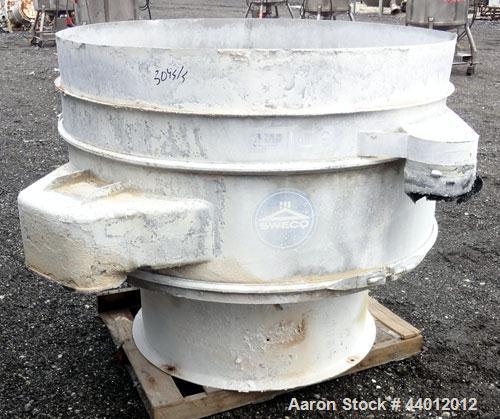 Used Sweco Scalper Screener, Model XS60S156SBSL, 304 Stainless Steel.  60” Diameter single deck, 2 separation.  No top cover.  Driven by a 2-1/2 hp, 3/60/460 volt, 1160 rpm motor.  Mounted on a stain...