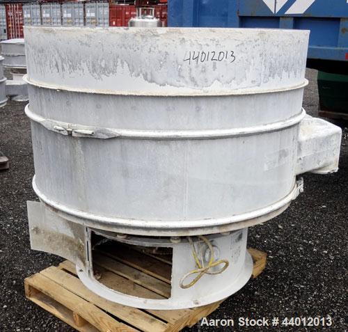 Used Sweco Scalper Screener, Model XS60S156, 304 Stainless Steel.  60” Diameter single deck, 2 separation.  No top cover.  Driven by a 2-1/2 hp, 3/60/460 volt, 1160 rpm motor.  Mounted on a stainless...