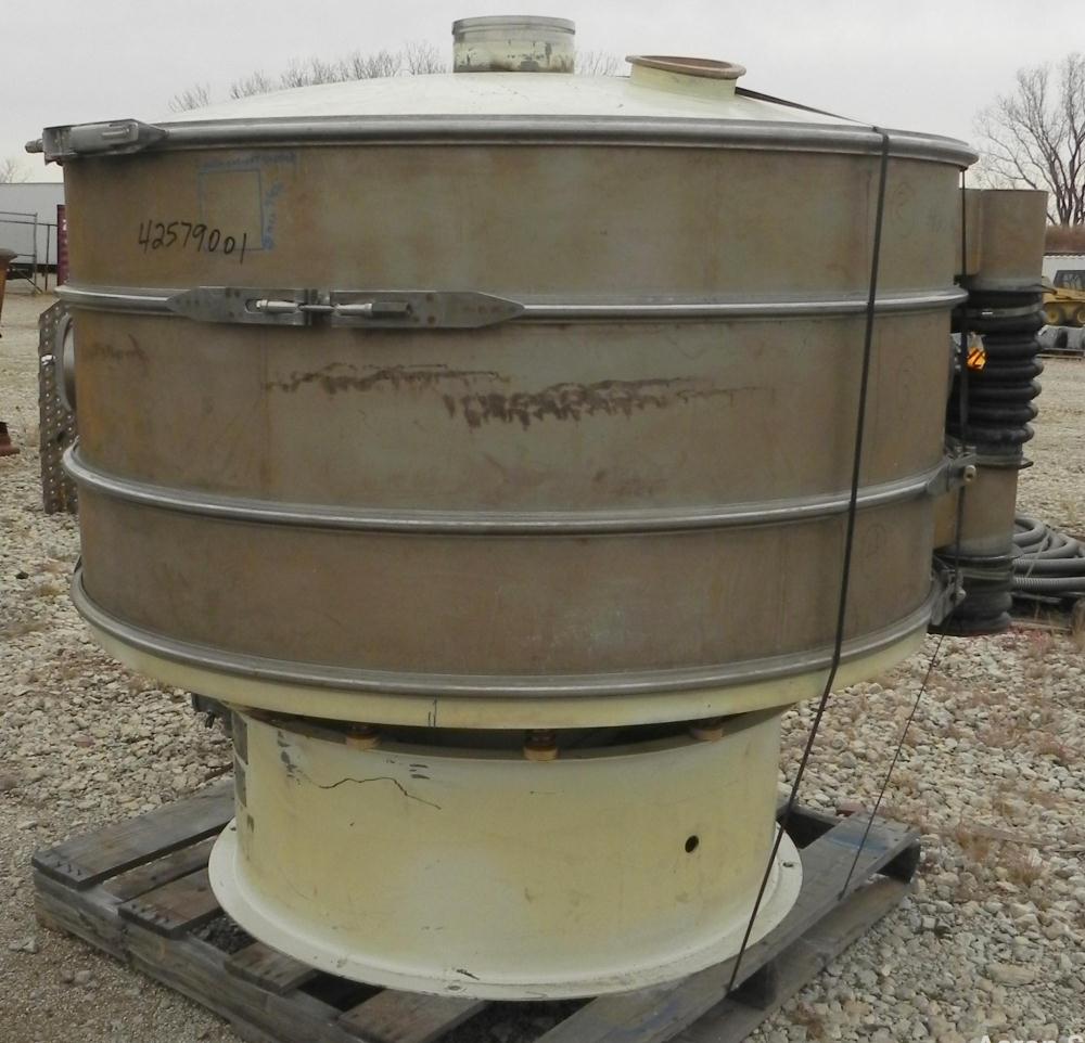 Used Sweco Screener, Model XS60S8108, 304 Stainless Steel. 60" Diameter, double deck, 3 separation. Carbon steel top cover. Driven by a 2 1/2 HP, 3/60/460 Volt, 1160 RPM motor. Mounted on a carbon st...