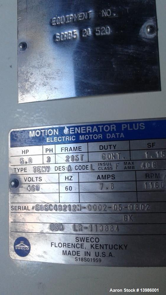 Used Sweco Screen. Stainless Steel, 60", 3 deck Model XS60S81866WC. Miror finish. Motor missing.