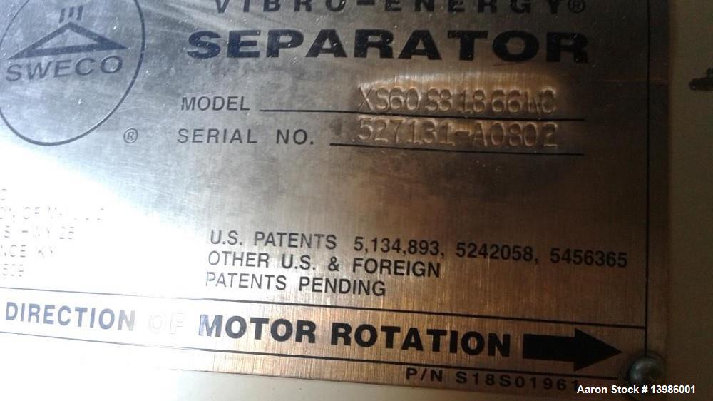 Used Sweco Screen. Stainless Steel, 60", 3 deck Model XS60S81866WC. Miror finish. Motor missing.