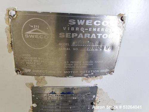 Used Sweco Vibrating Screener, Model XS60S888TLWC | 60” Diameter | 3-Deck Stainless Steel | 2.5 HP, 460V | Self-Cleaning Sandwich Screens