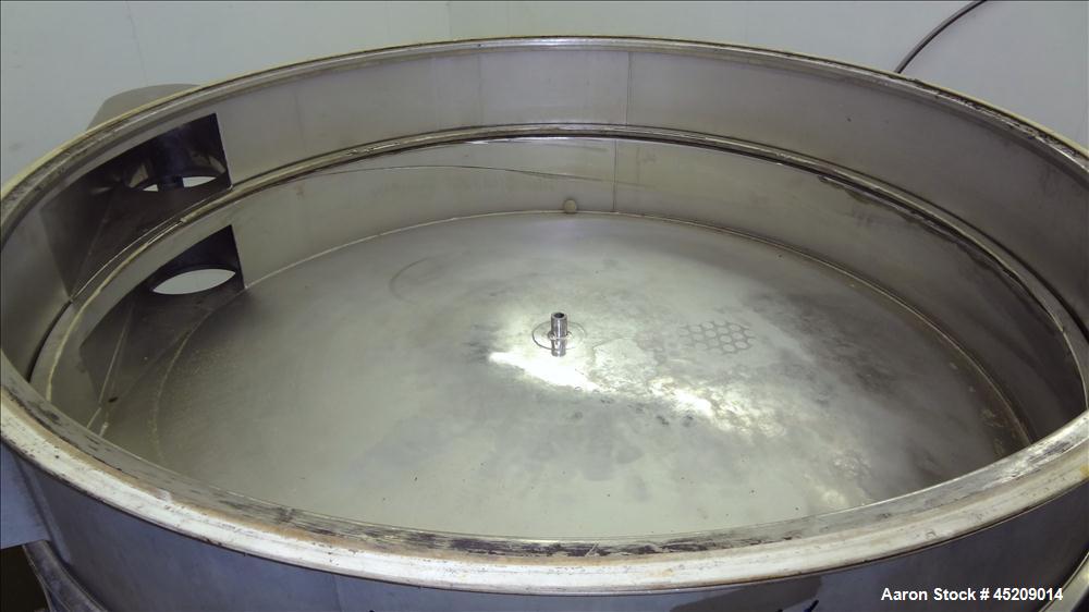 Used Sweco Screener, 60" Diameter, 304 Stainless Steel. Single deck, 2 separations, includes top cover, no screens. Driven by a 2.5 hp, 3/60/460 volt, 1160 rpm motor. Mounted on a carbon steel base. ...