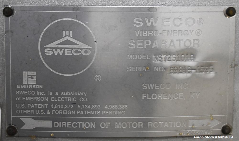 Sweco Model XS72S1010 72" Diameter Screener