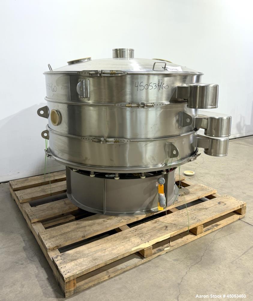 Unused Sweco 72" Stainless Steel Vibratory Screener – Double Deck, 3 Separation Pharmaceutical Sanitary Design