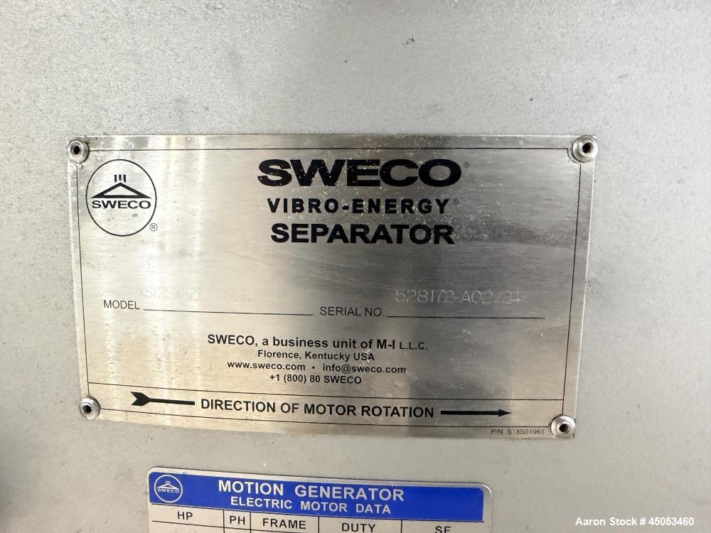 Unused Sweco 72" Stainless Steel Vibratory Screener – Double Deck, 3 Separation Pharmaceutical Sanitary Design