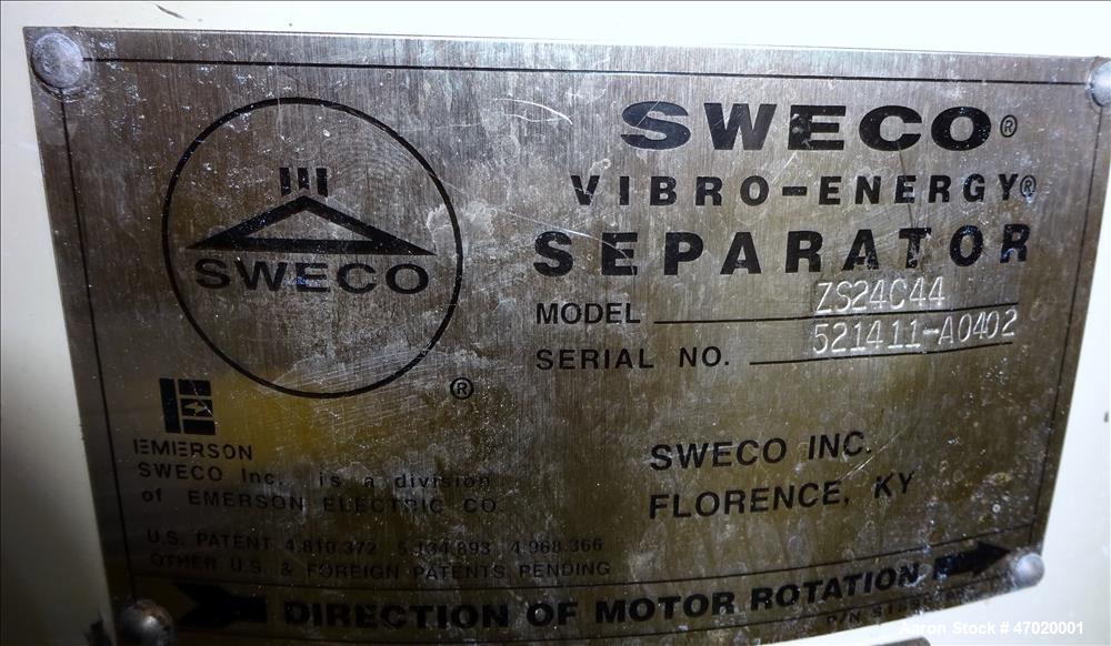 Used Sweco Screener, Model ZS24C44, 304 Stainless Steel.