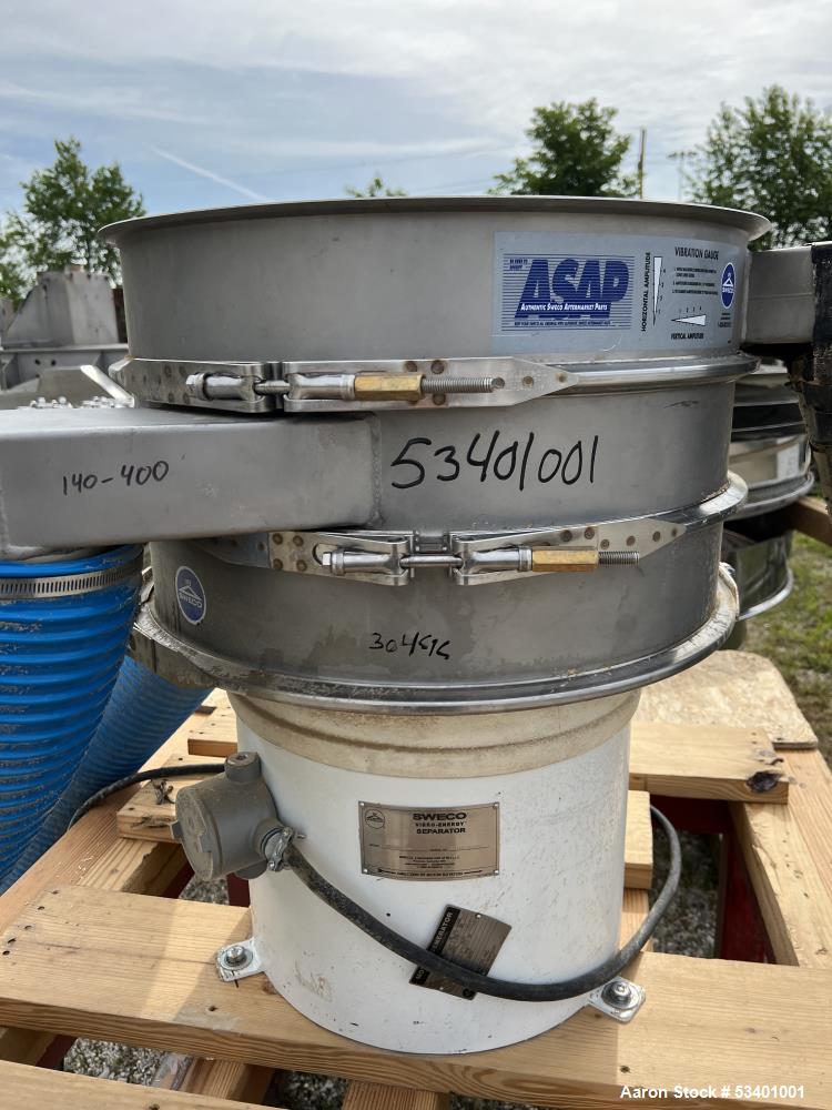 Used-Sweco Vibro-Energy Stainless Steel Separator, Model ZS24S444P3WC, Serial# 191649-
A01/19. With Leeson speed controller,...