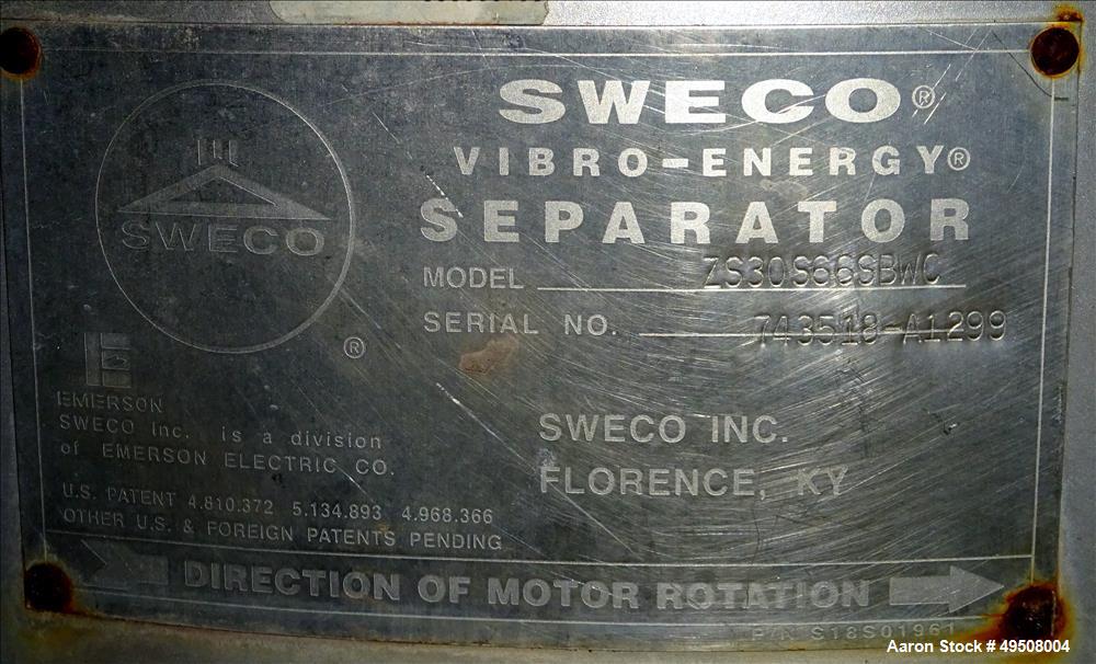 Used Sweco Screener, Model ZS30S66SBWC.