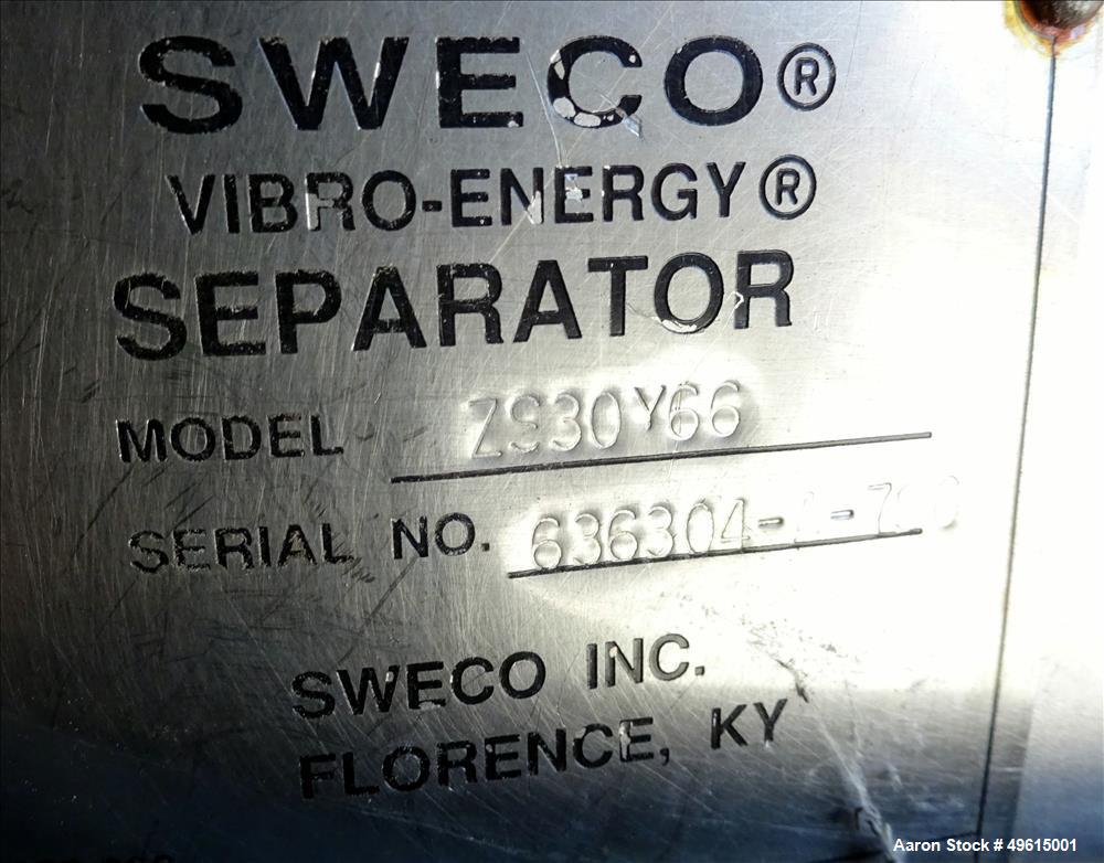 Used- Sweco Vibratory Screener, Model ZS30Y66, 30" Diameter,