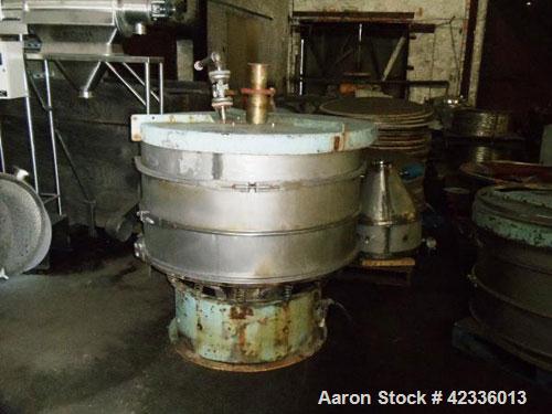 Used Sweco Screener, Stainless Steel. 48" Diameter, two deck design with motor drive on base.
