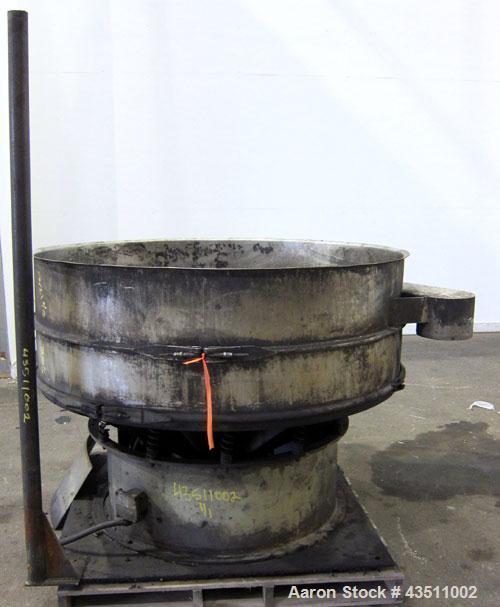 Used Sweco Screener, Stainless Steel. 60" Diameter single deck, 2 separation. No top cover, or screens. Driven by an approximate 2.5hp motor. Mounted on a carbon steel base.