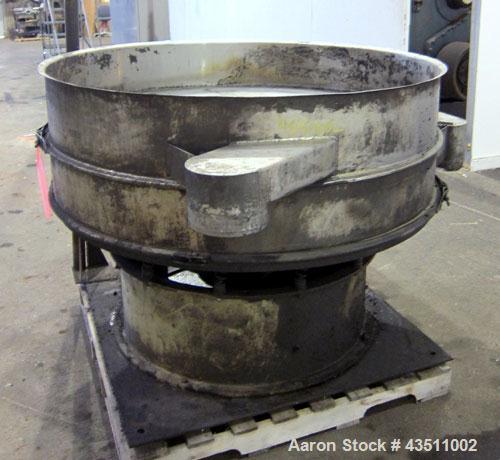 Used Sweco Screener, Stainless Steel. 60" Diameter single deck, 2 separation. No top cover, or screens. Driven by an approximate 2.5hp motor. Mounted on a carbon steel base.