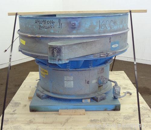 Used Sweco Screener, Carbon Steel. 60” Diameter single deck, 2 separation. No top cover. Driven by a 2.5hp, 3/60/230/460 volt, 1120 rpm motor. Mounted on a carbon steel base.