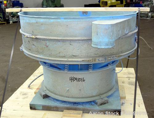 Used Sweco Screener, Carbon Steel. 60” Diameter single deck, 2 separation. No top cover. Driven by a 2.5hp, 3/60/230/460 volt, 1120 rpm motor. Mounted on a carbon steel base.