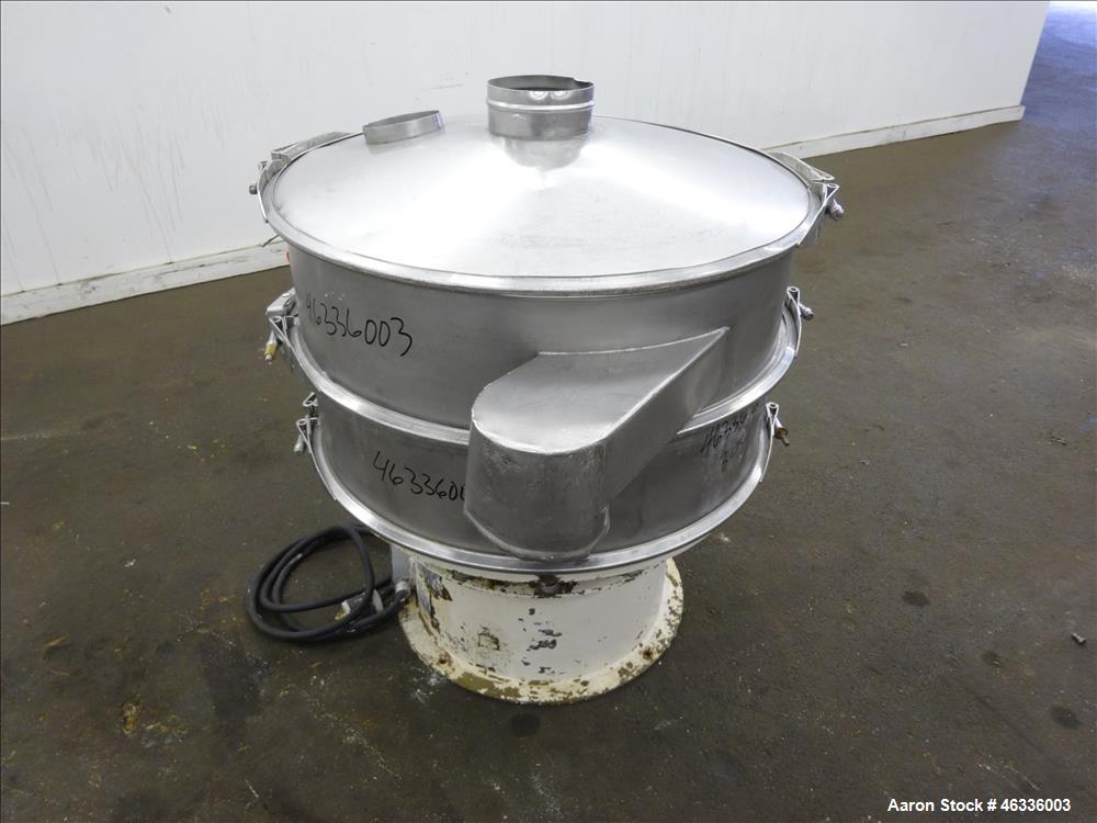 Used Sweco Screener, Model LS30S88, 304 Stainless Steel, 30" Diameter, Single Deck, 2 Separation. Driven by a 1/2 hp, 3/60/230-460 volt/1140 rpm Baldor motor. Mounted on carbon steel base. Serial num...