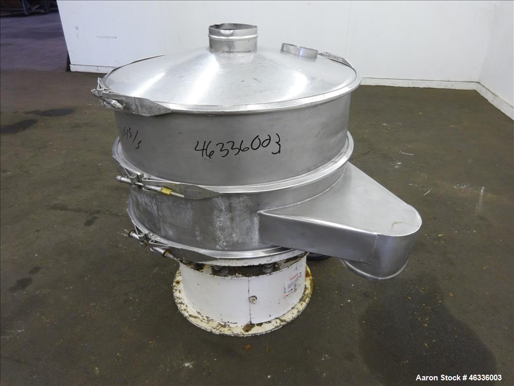 Used Sweco Screener, Model LS30S88, 304 Stainless Steel, 30" Diameter, Single Deck, 2 Separation. Driven by a 1/2 hp, 3/60/230-460 volt/1140 rpm Baldor motor. Mounted on carbon steel base. Serial num...