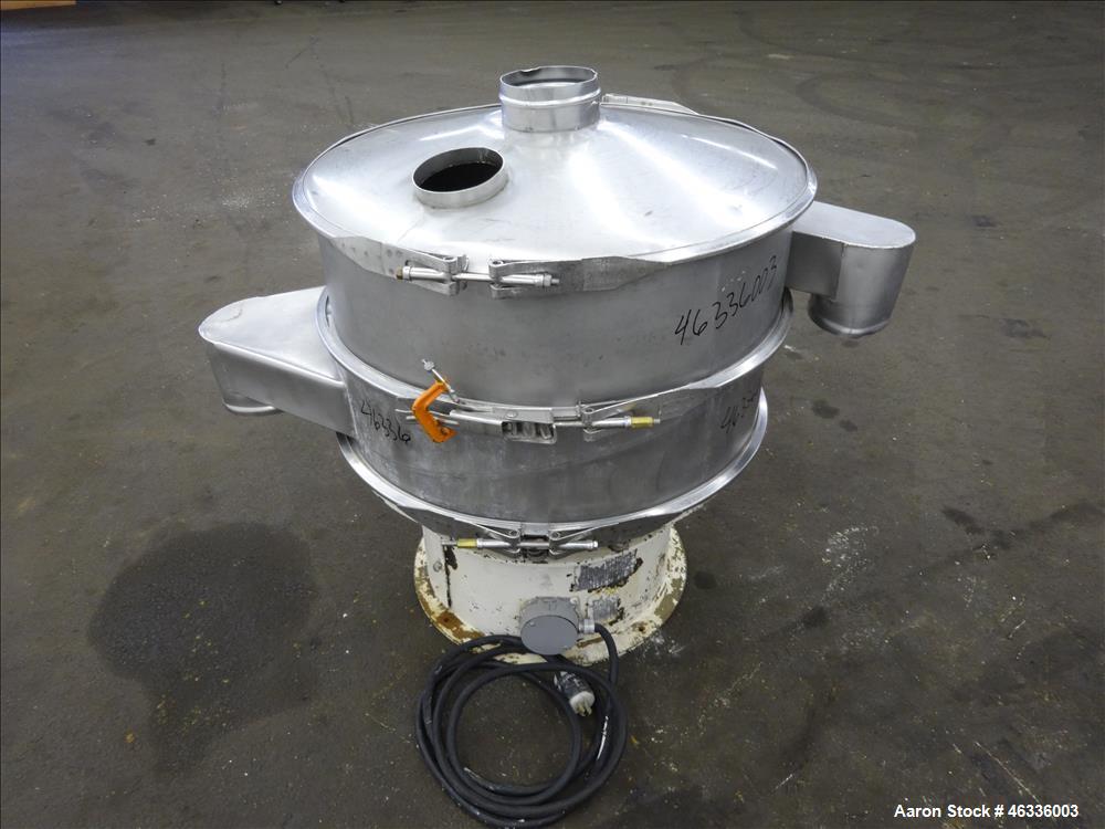 Used Sweco Screener, Model LS30S88, 304 Stainless Steel, 30" Diameter, Single Deck, 2 Separation. Driven by a 1/2 hp, 3/60/230-460 volt/1140 rpm Baldor motor. Mounted on carbon steel base. Serial num...