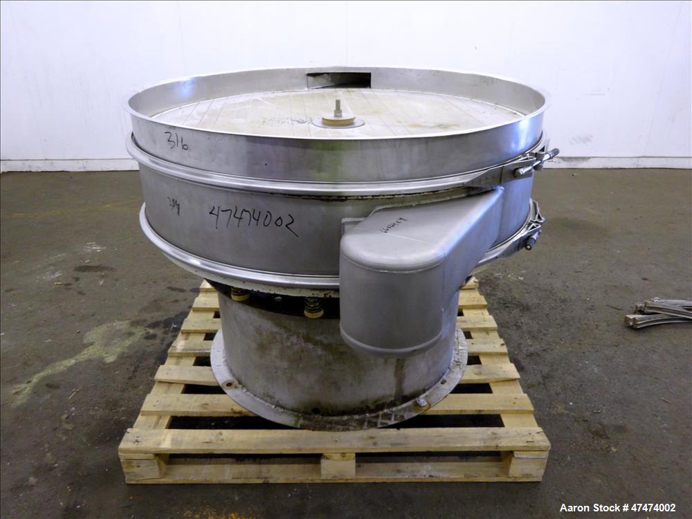 Used Screener, 48" diameter, 304/316 stainless steel, single deck, 2 separation