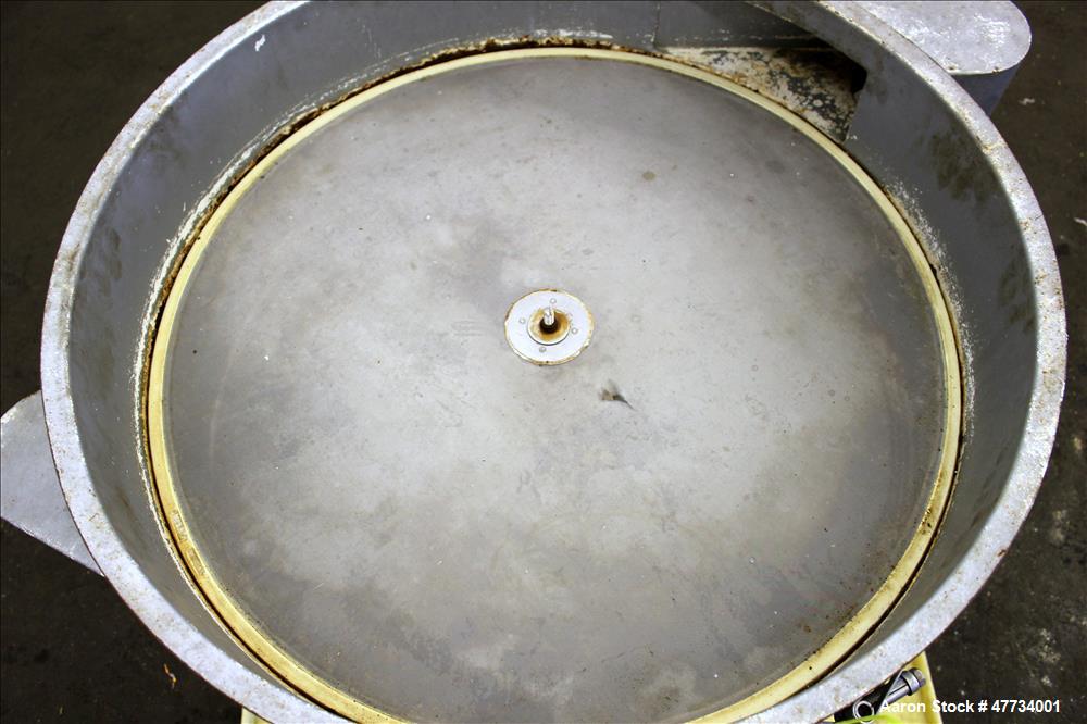 Used Sweco Screener, Carbon Steel. 30" Diameter, single deck, 2 separation, no top cover. Driven by an approximate 1/2hp motor. Mounted on a carbon steel base.