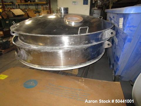 Used- Sweco 72" Diameter Sifter / Screener, Stainless steel. Single Deck, 2 separation. (2) 10" Top Side Openings, 8" Center...