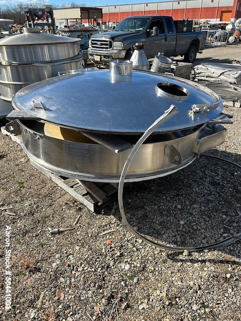 Used- Sweco 72" Diameter Sifter / Screener, Stainless steel. Single Deck, 2 separation. (2) 10" Top Side Openings, 8" Center...