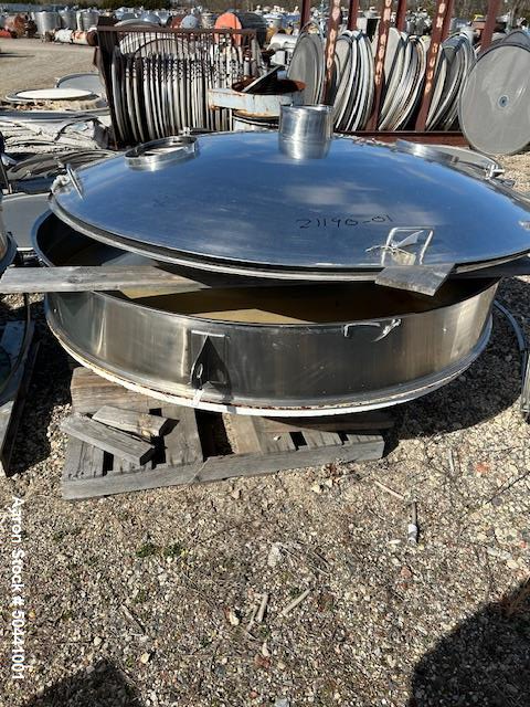 Used- Sweco 72" Diameter Sifter / Screener, Stainless steel. Single Deck, 2 separation. (2) 10" Top Side Openings, 8" Center...