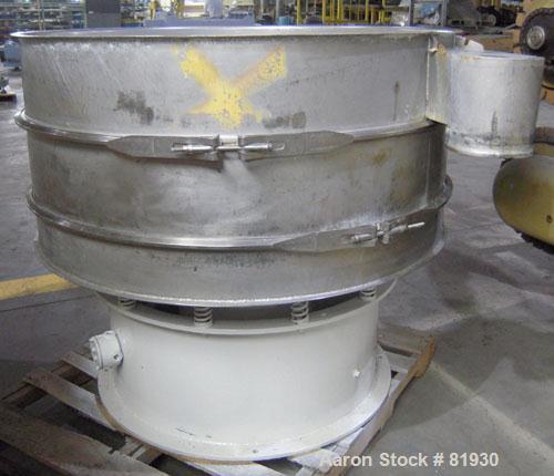 USED: Sweco Screener, 48" Diameter, 316 Stainless Steel.  Double deck, 3 separation, no top cover.  Driven by a 1 HP, 3/60/460 Volt, 1200 RPM motor.  Mounted on a carbon steel base.