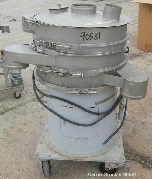 USED: Midwestern screener, model ME24S4-4-4XP, 304 stainless steel.  24" diameter,2 decks,3 separation.  Driven by a  1/2 HP, 3/60/230/460 volt, xp motor.Includes top cover. Mounted on a carbon steel...