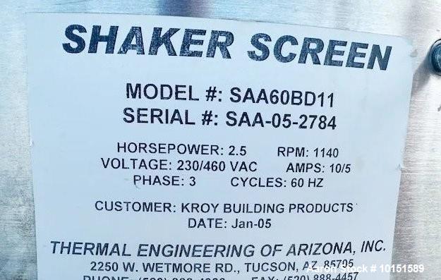 Used Thermal Engineering SSA-60BD11 Vibratory Shaker Screen – 60" Diameter Single Deck Screener
