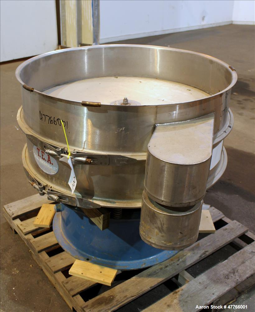 Used Thermal Engineering of Arizona Shaker Screen, Model T.E.A. 40, 304 Stainless Steel. 40" Diameter single deck, (2) separation, no top cover. Driven by 1/3hp, 3/60/230/460 volt, 1140 rpm motor. Mo...