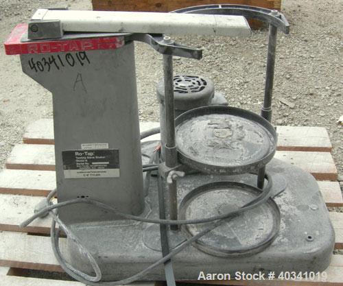 Used W.S. Tyler Rotap testing sieve shaker, model B, 8" diameter. Driven by a 1/4 hp, 1/60/115/208-230 volt, 1725 rpm motor. Base mounted.