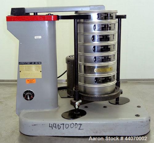 Used W.S. Tyler Ro-Tap Testing Sieve Shaker, Model RX-29. 8" Diameter. 278 Revolutions per minute, 150 tappings per minute. Driven by a 1/4hp, 115/208-230 volt, 1725 rpm motor. Base mounted.