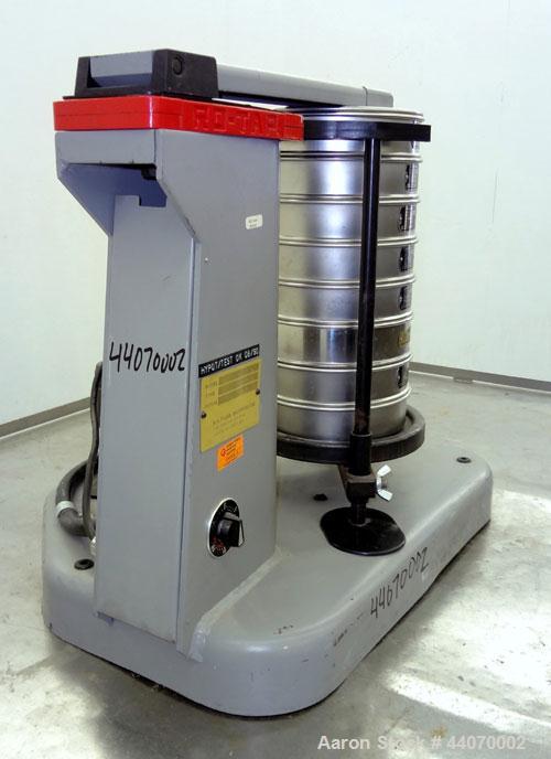 Used W.S. Tyler Ro-Tap Testing Sieve Shaker, Model RX-29. 8" Diameter. 278 Revolutions per minute, 150 tappings per minute. Driven by a 1/4hp, 115/208-230 volt, 1725 rpm motor. Base mounted.